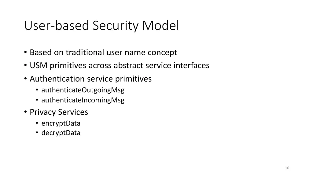 user based security model