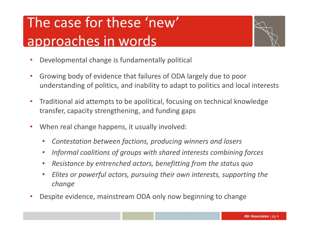 the case for these new approaches in words