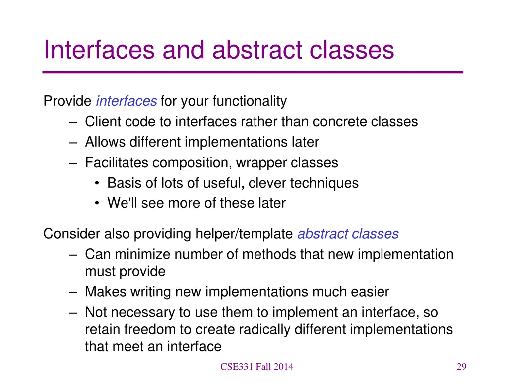 interfaces and abstract classes