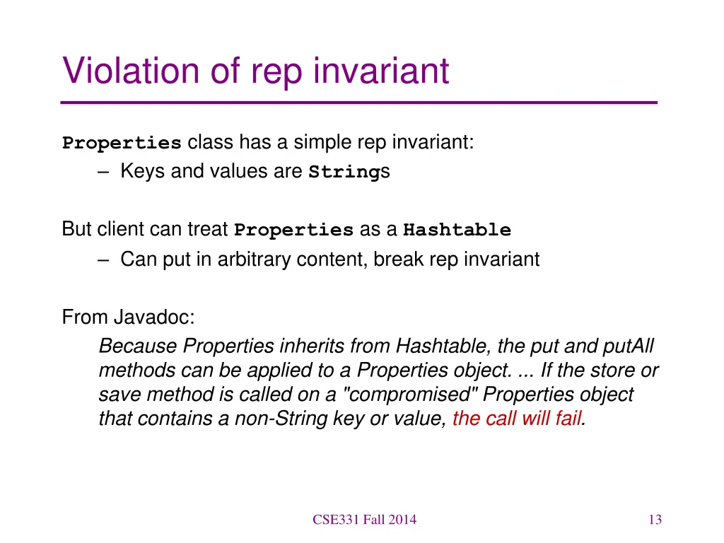 violation of rep invariant