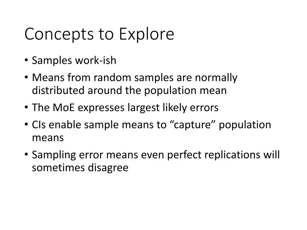 concepts to explore