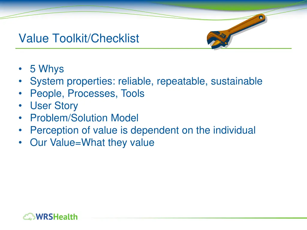value toolkit checklist