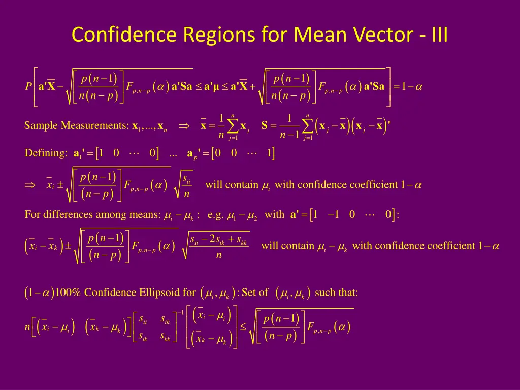 confidence regions for mean vector iii