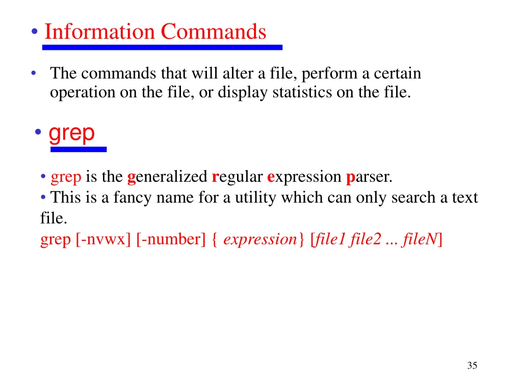 information commands