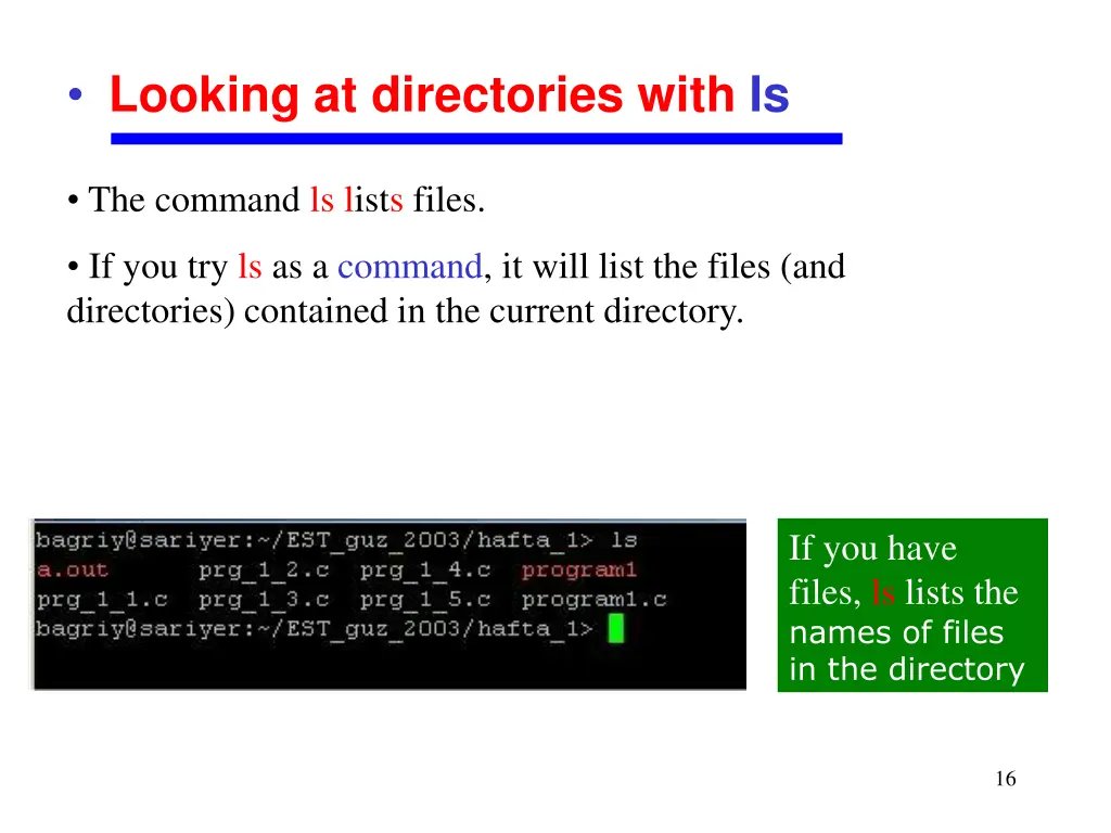 looking at directories with is