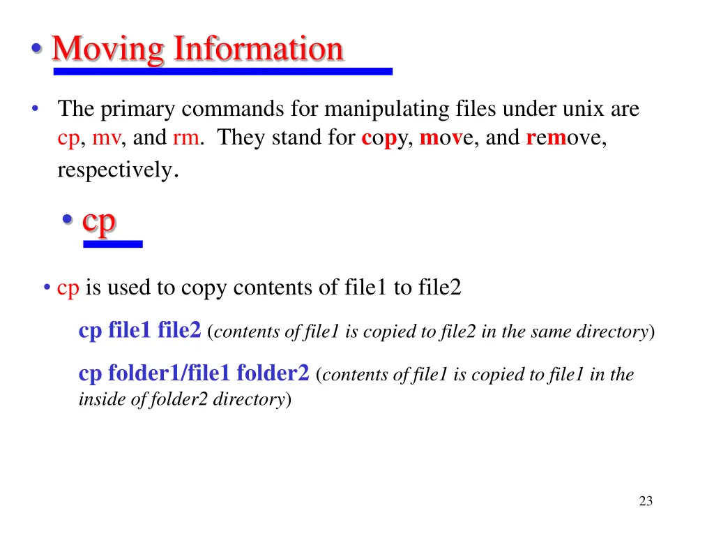 moving information