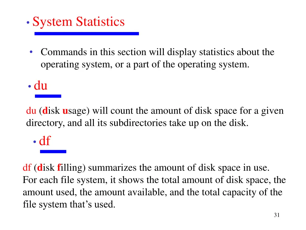 system statistics