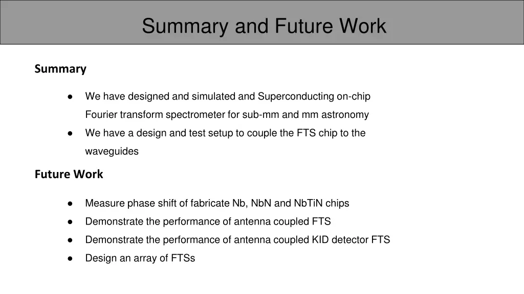 summary and future work