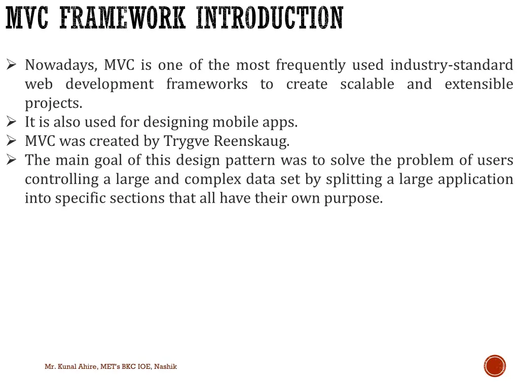 mvc framework introduction 1