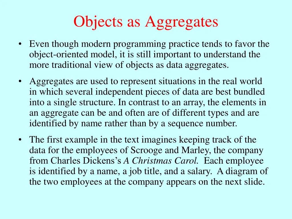 objects as aggregates