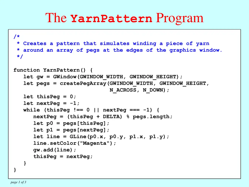 the yarnpattern program