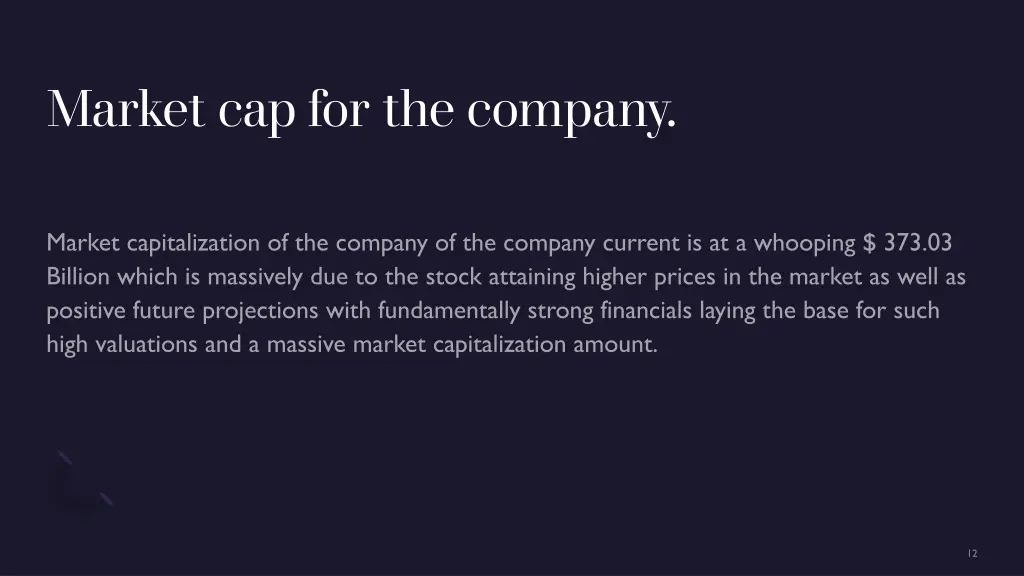 market cap for the company