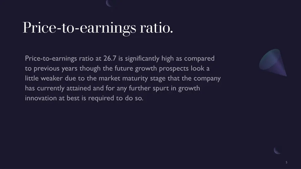 price to earnings ratio