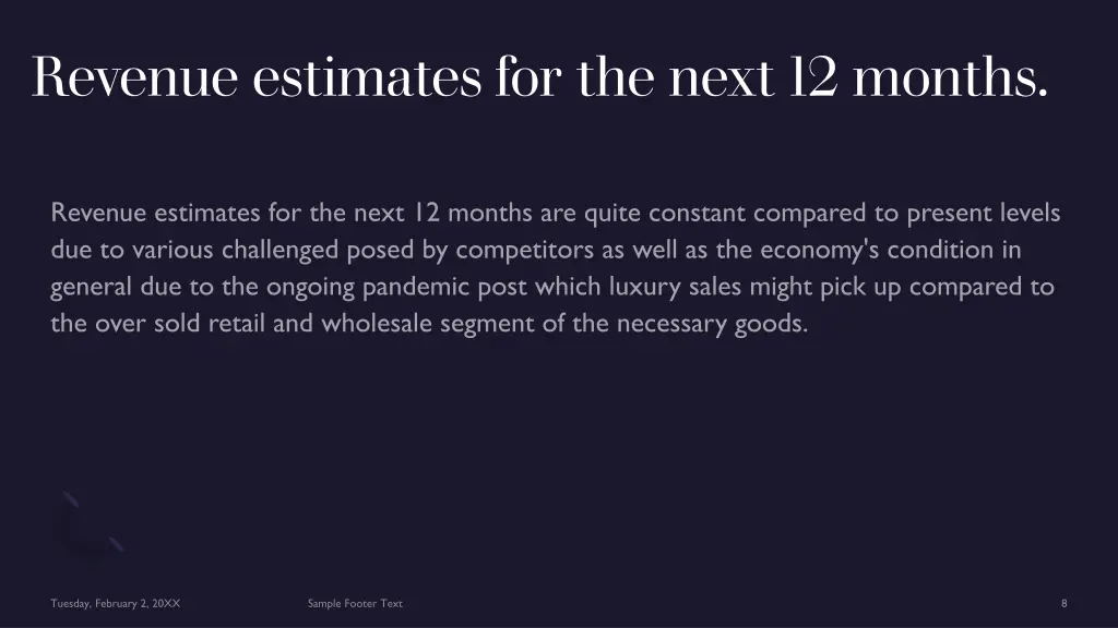 revenue estimates for the next 12 months