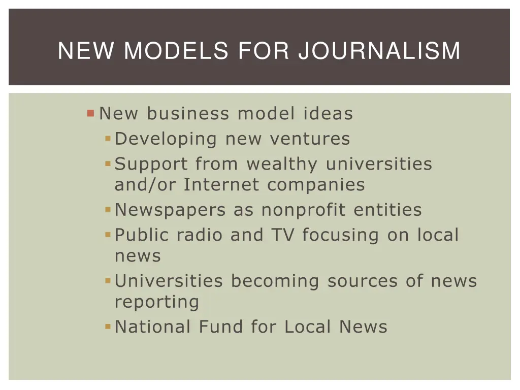 new models for journalism