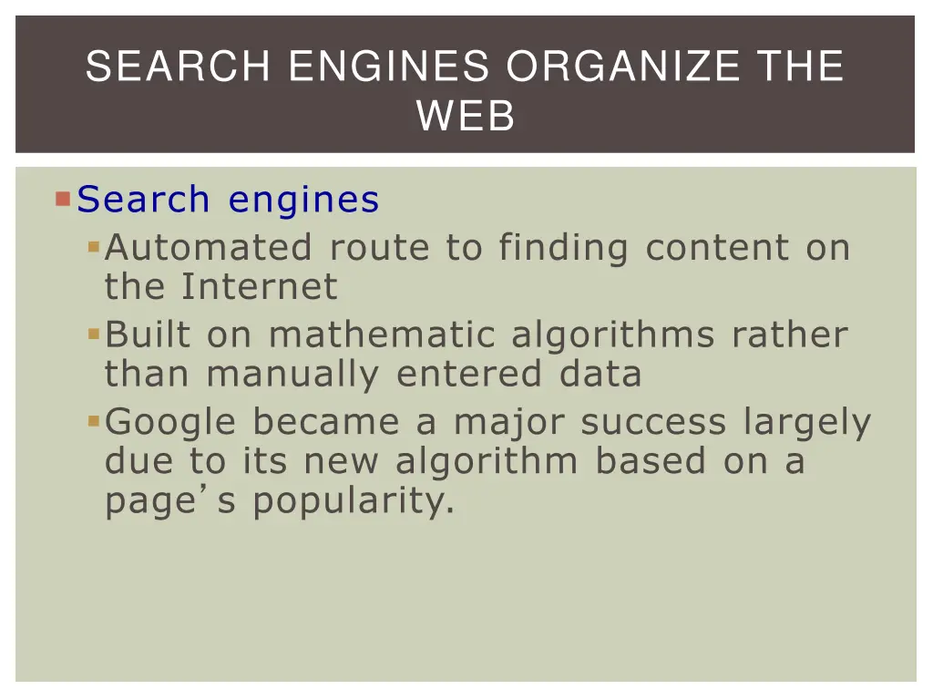 search engines organize the web