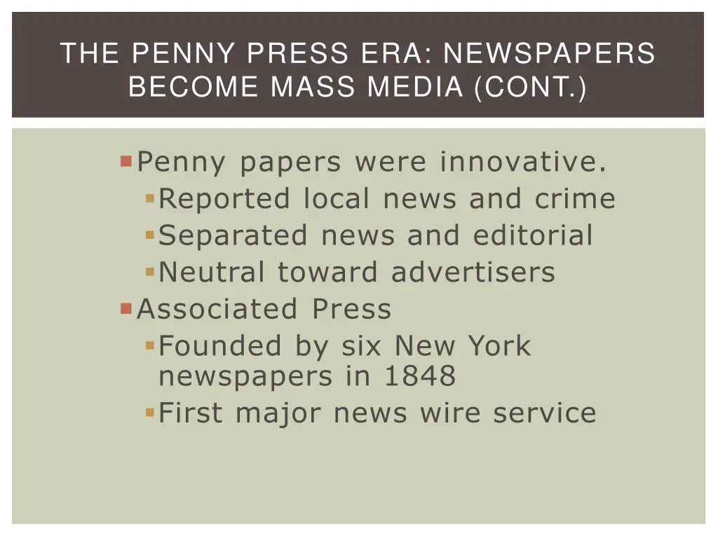 the penny press era newspapers become mass media 1
