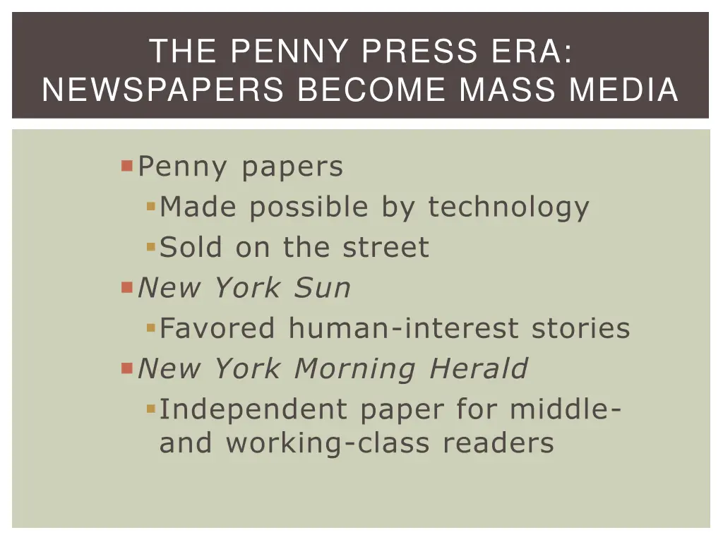 the penny press era newspapers become mass media