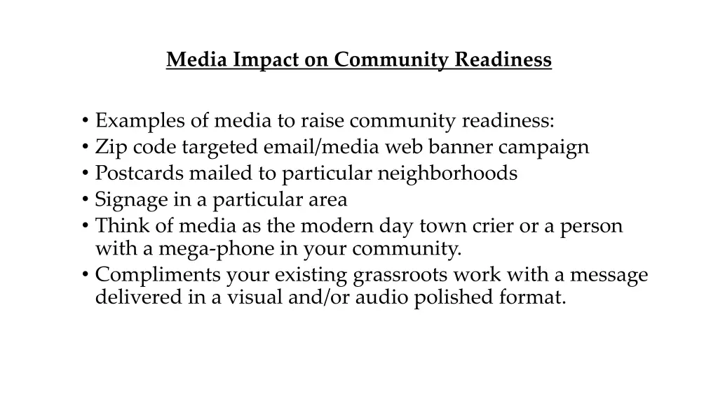 media impact on community readiness 1
