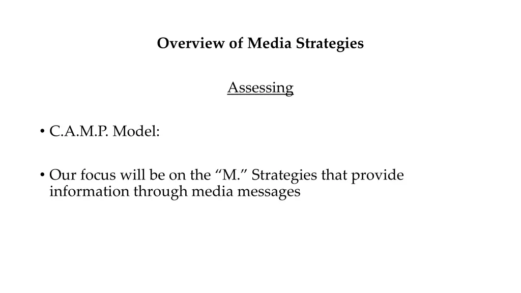 overview of media strategies