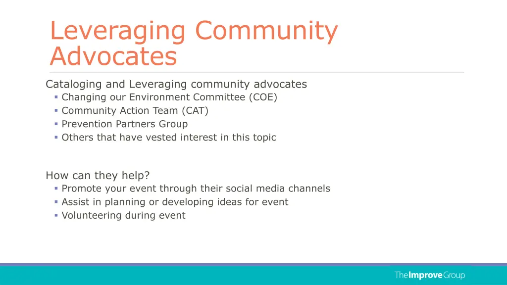 leveraging community advocates