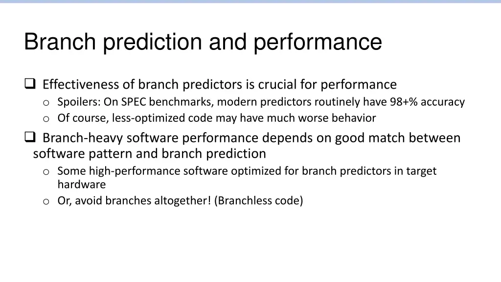 branch prediction and performance