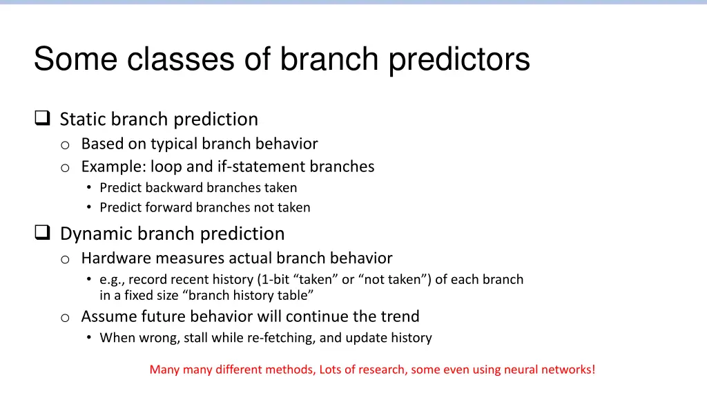 some classes of branch predictors
