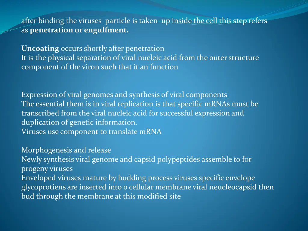 after binding the viruses particle is taken