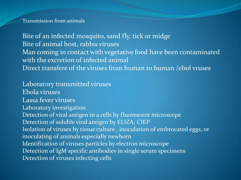 transmission from animals