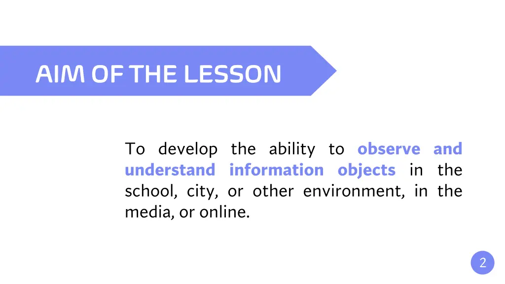 aim of the aim of the lesson