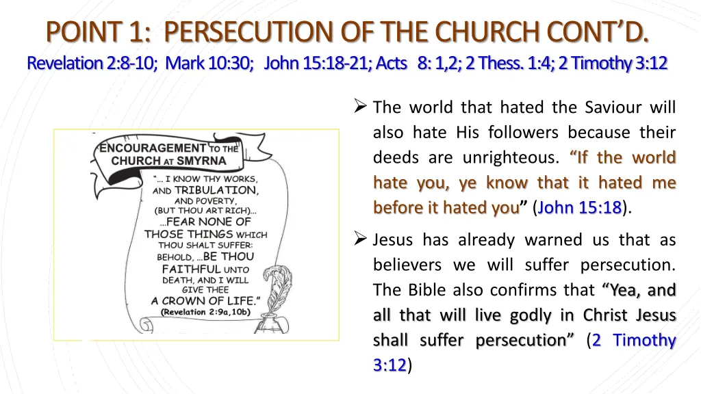 point 1 persecution of the church cont