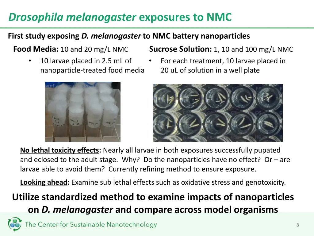 drosophila melanogaster exposures to nmc
