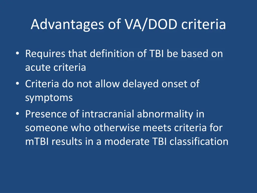 advantages of va dod criteria
