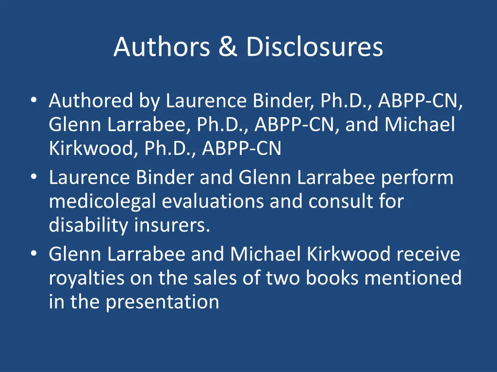 authors disclosures