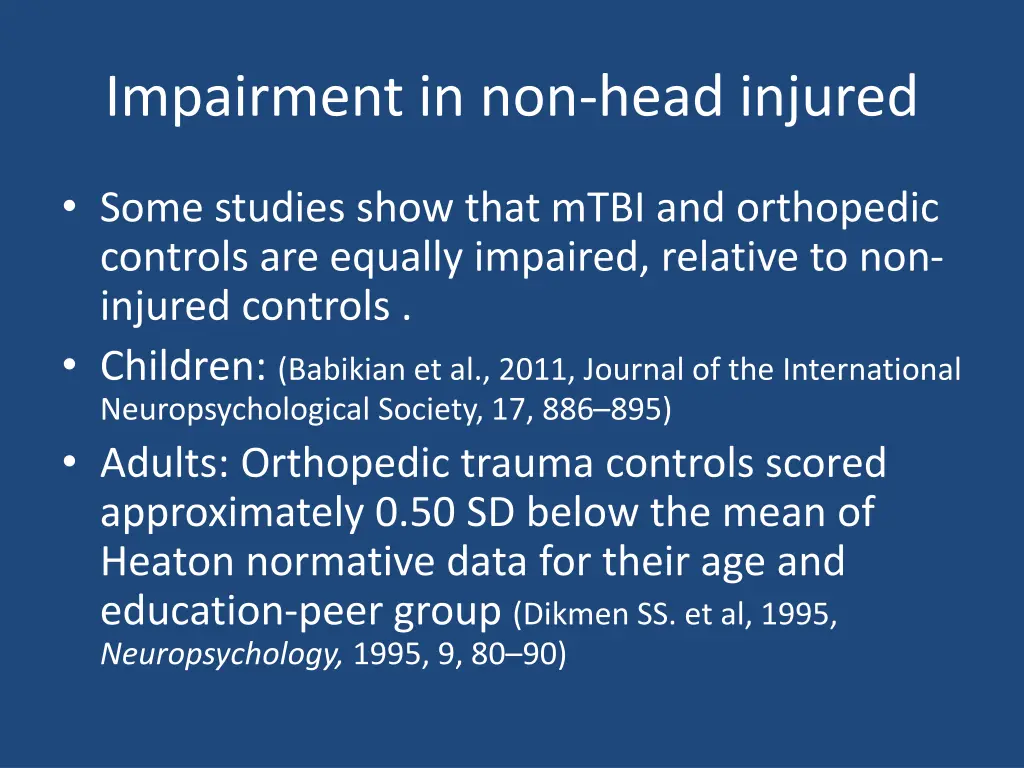 impairment in non head injured