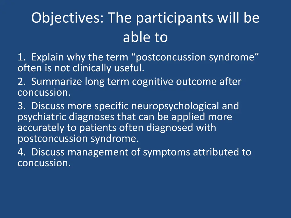 objectives the participants will be able to