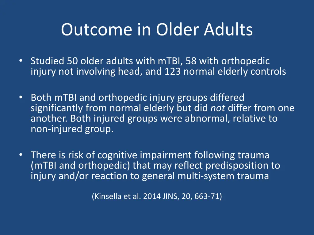 outcome in older adults