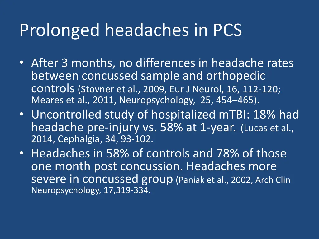 prolonged headaches in pcs