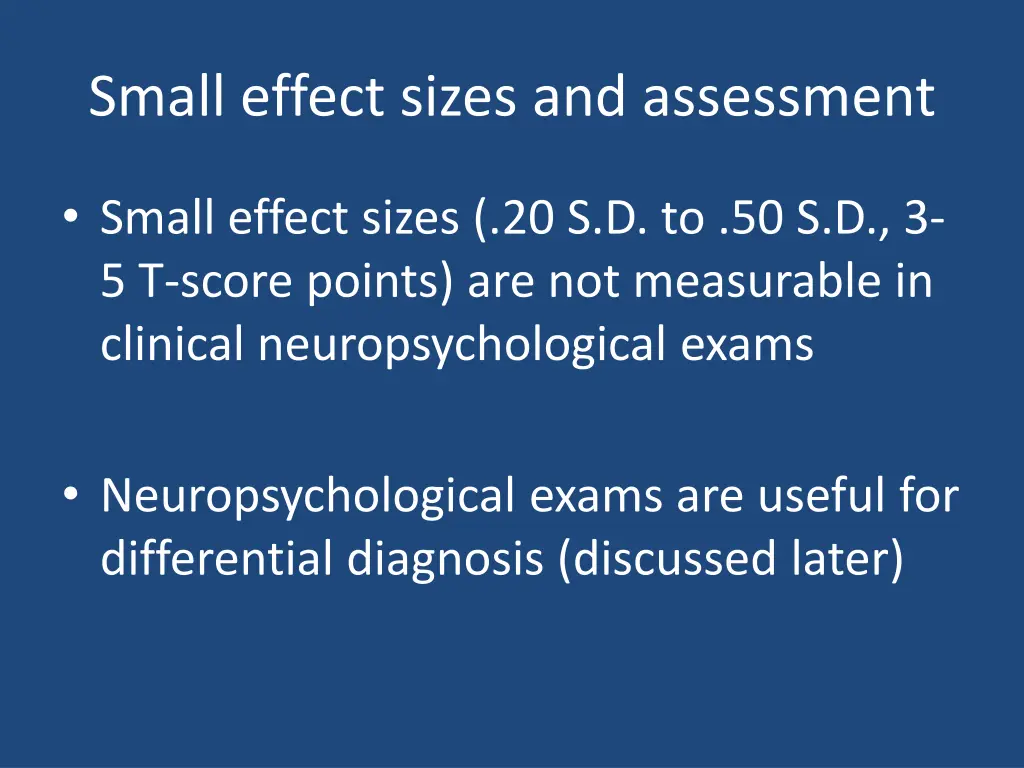 small effect sizes and assessment