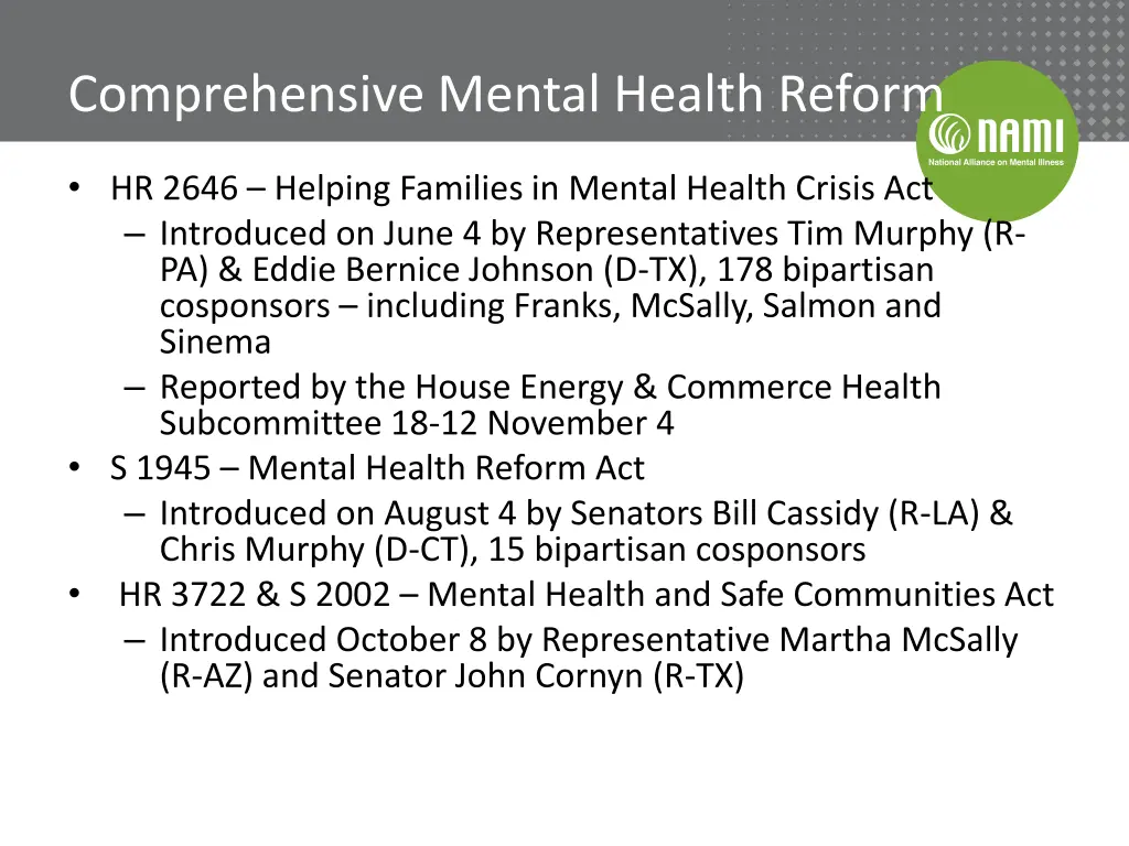 comprehensive mental health reform