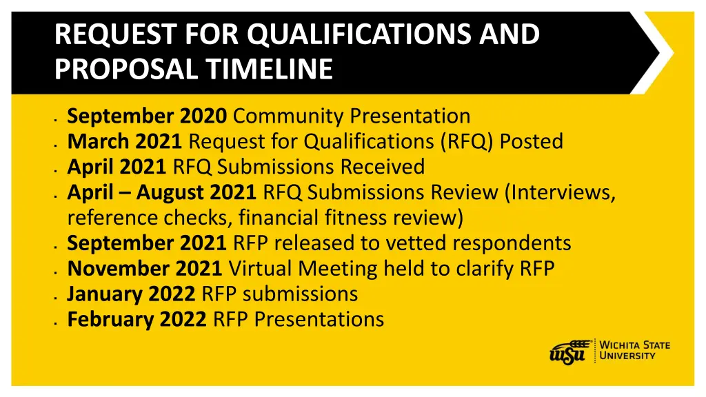 request for qualifications and proposal timeline