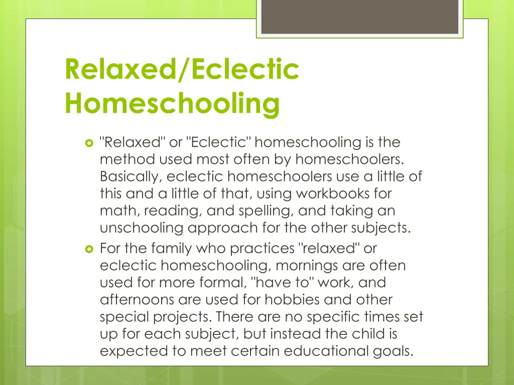 relaxed eclectic homeschooling