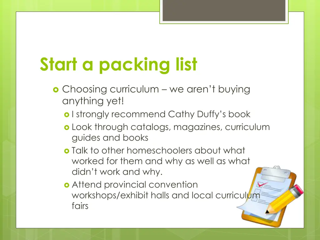 start a packing list