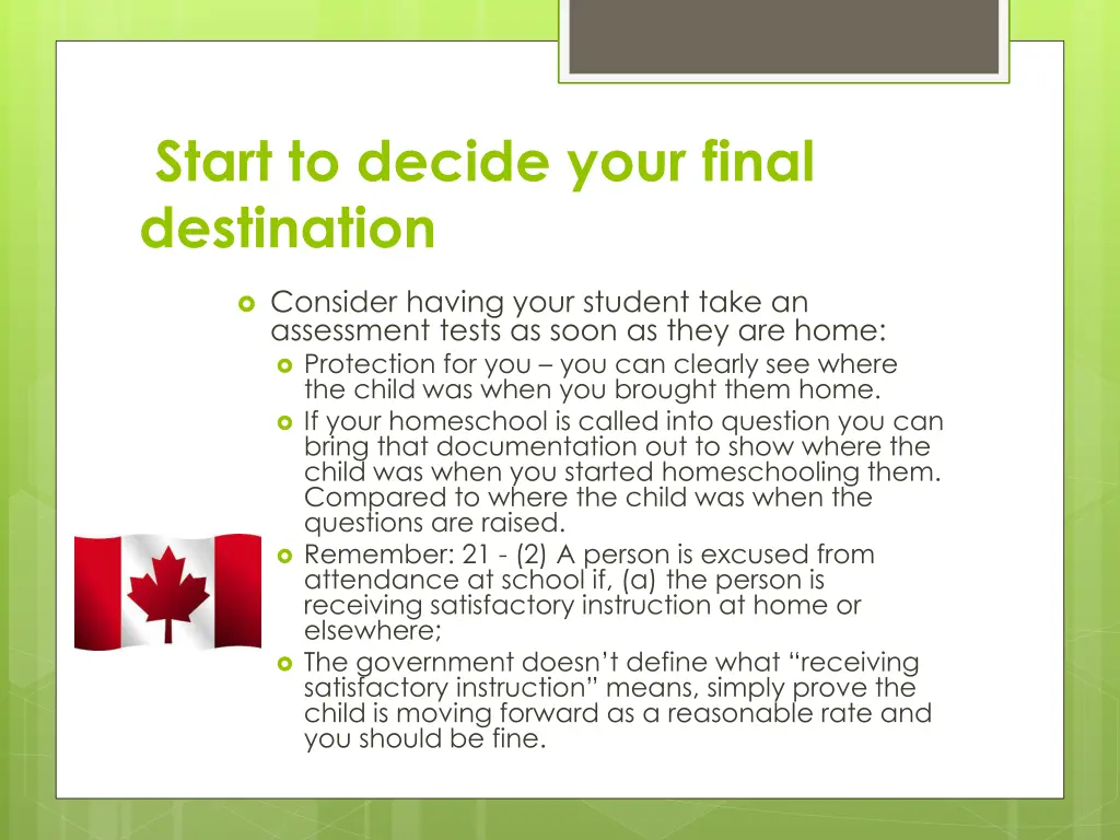 start to decide your final destination