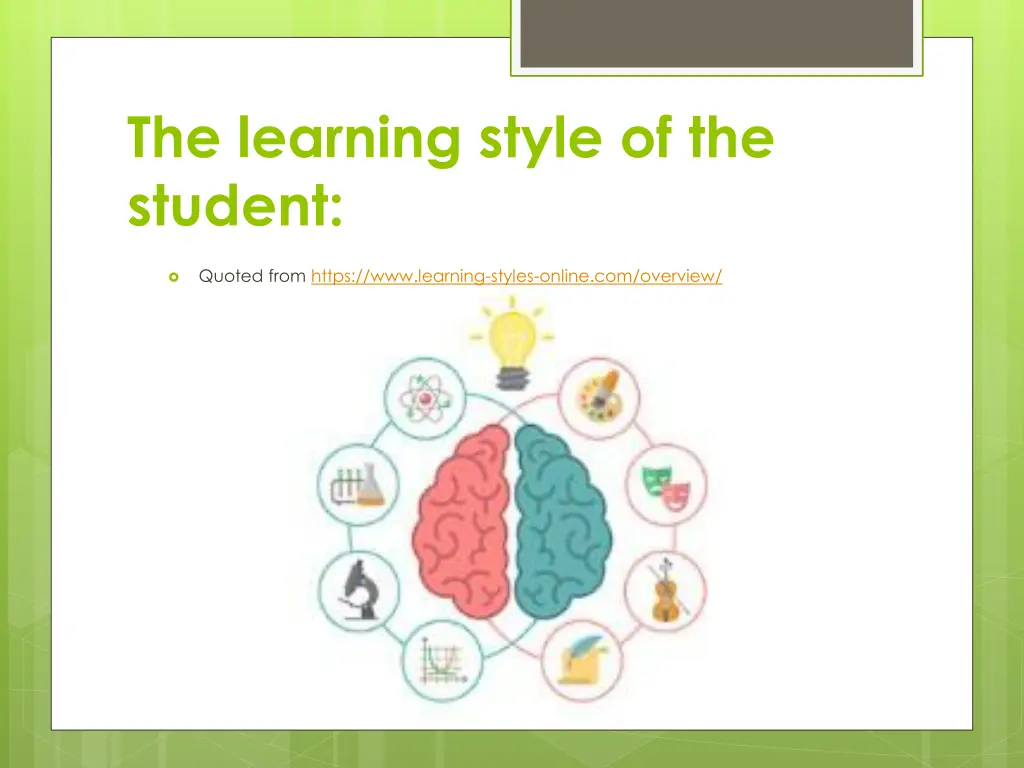 the learning style of the student