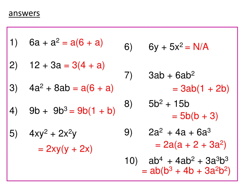 answers