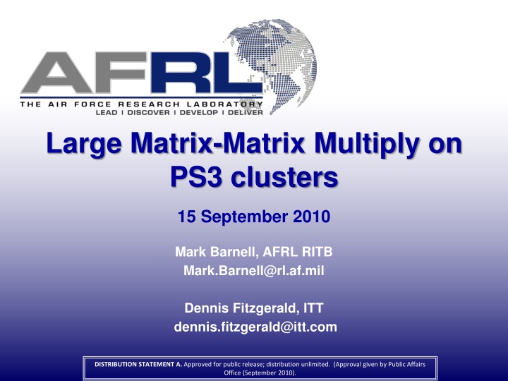 large matrix matrix multiply on ps3 clusters