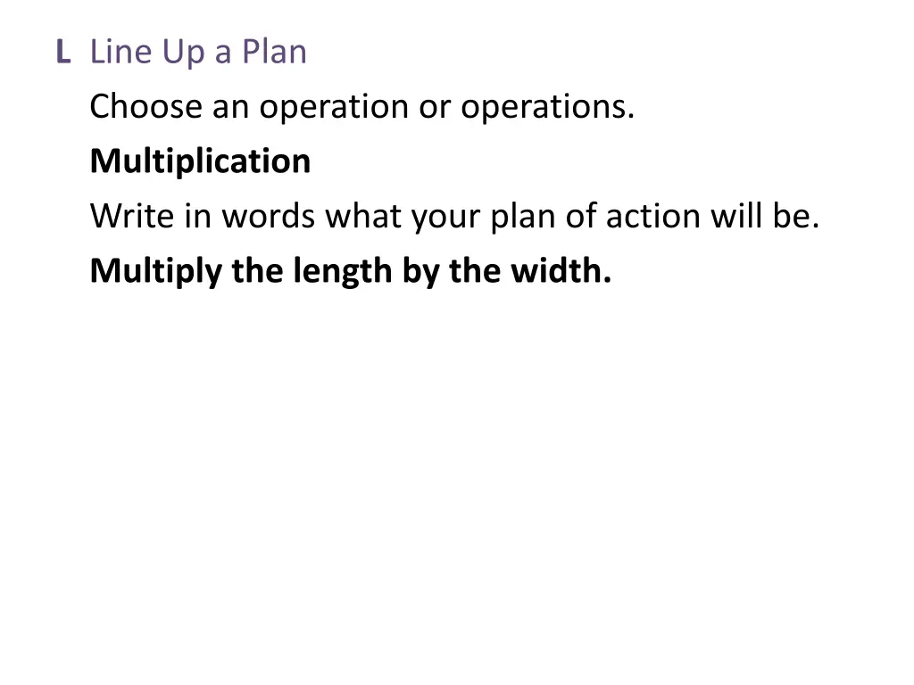 l line up a plan choose an operation