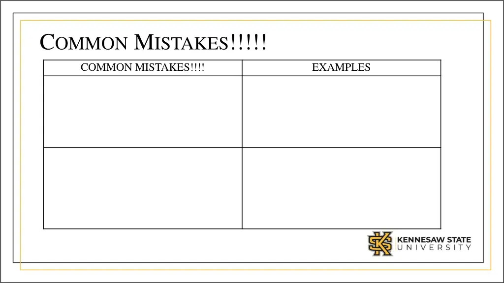 c ommon m istakes