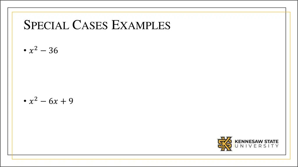 s pecial c ases e xamples